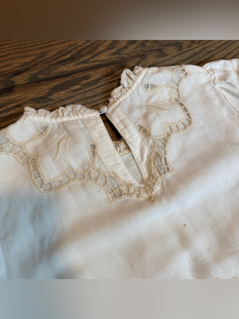 Anthropologie Linen Cotton Top Women XS Embroidered Eyelet Cutout Sézane Style - Picture 10 of 12